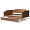 Baxton Studio Alya Classic Farmhouse Walnut Brown Finished Wood Full Size Daybed with Roll-Out Trundle Bed 182-11173-10833-Zoro - alternate 4